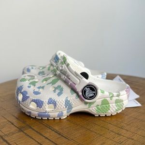 New | Baby Crocs in White + Playful Print Size 5